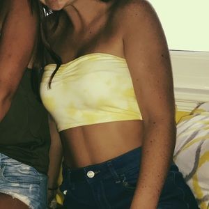 Yellow tie dye crop top